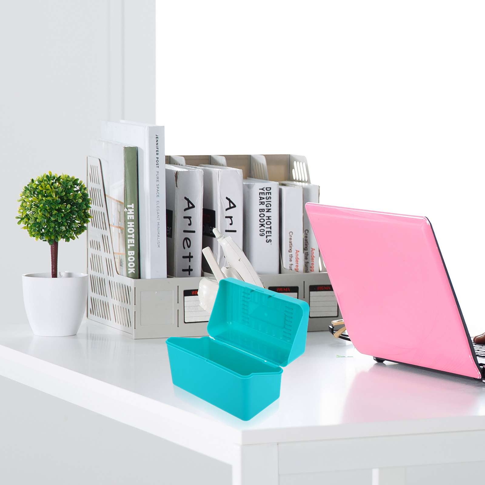 Index Card Holder - Caja de almacenamiento de escritorio para